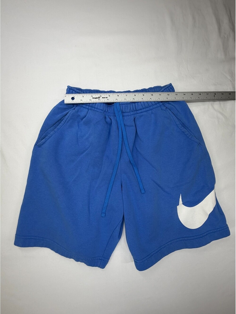 Nike Men's Shorts Sweat Fleece Logo Drawstring Solid Slash Pocket Size M Blue - Picture 3 of 8